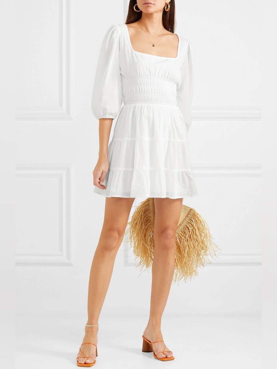 Reformation White Cotton Verona Dress - 4